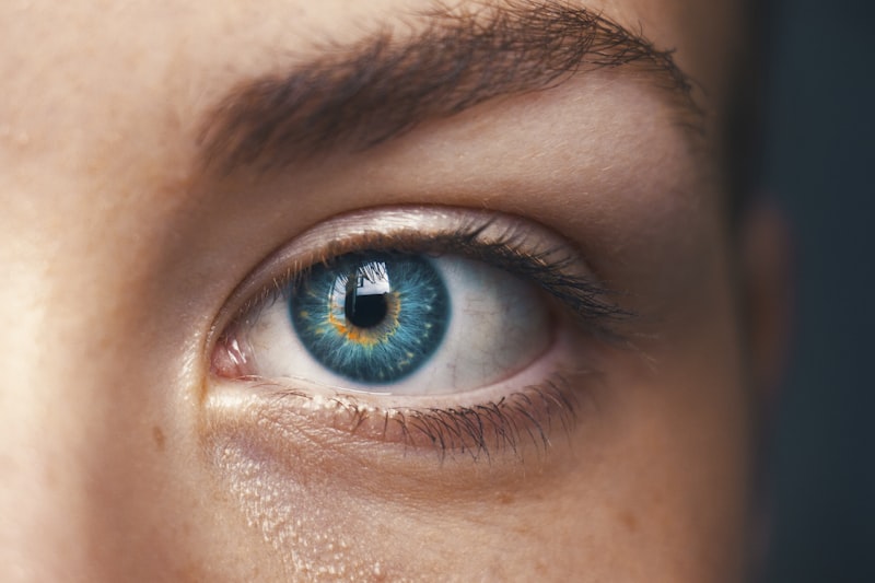 Man wearing prism glasses for double vision correction